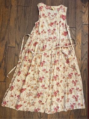 April Cornell Cream Floral Tie-Back Midi Dress